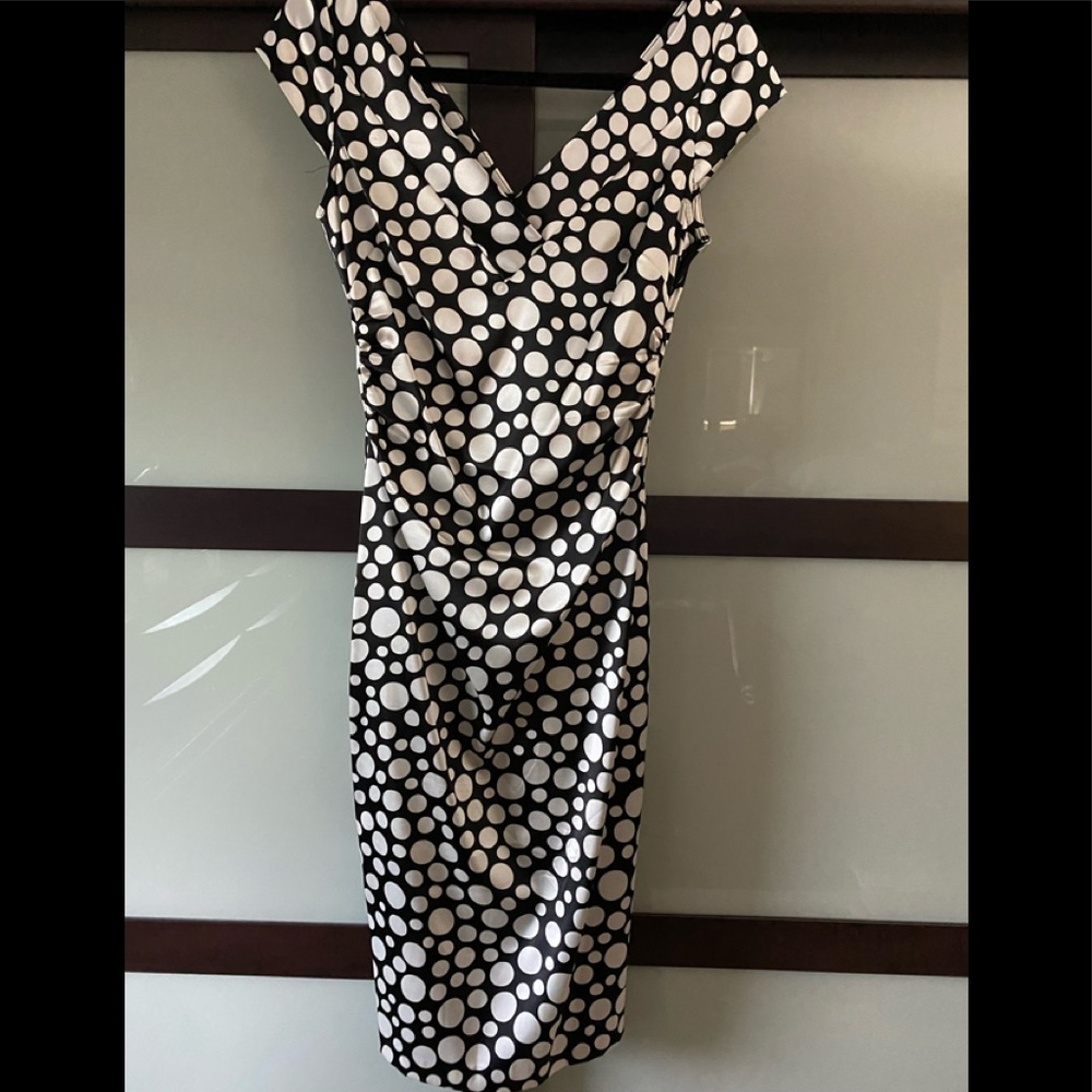 Maggie London Polka Dot form fitting midi dress
